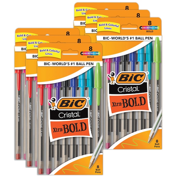 Cristal Xtra Bold Fashion Bold Point 1.6mm 8 Colors, 48PK